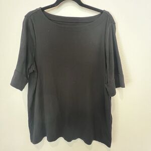 Chico’s Black Top 100% Pima Cotton Size Xl NWOT Casual Minimalist Neutral Basic